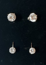 2 Pr Cubic Zirconia earrings- 1 Studs, 1 Lever Back