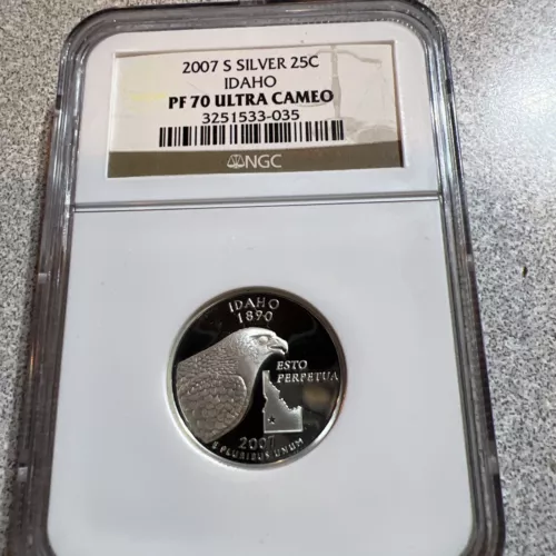 2007-S Silver Proof Idaho Quarter NGC PF-70 UCAM