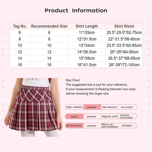 Kids Girls Uniform School Skirt Casual Pleated Summer Plaid Birthday Streetwear - Picture 23 of 28