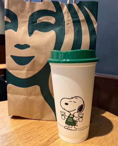 Starbucks Japan PEANUTS Snoopy 2025 JOE KIND Reusable Cup White 473ml Limited - Picture 2 of 3