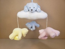 Stuffed Bear Yellow Pink Blue On A Cloud Baby Mobile