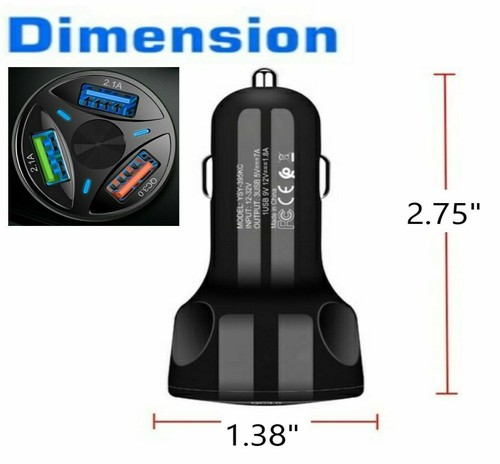 2 Pack 2/3/4/5 USB Port Fast Car Charger Adapter for iPhone Samsung Cell Phone - Picture 9 of 21