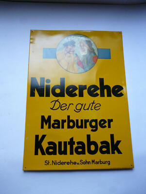 Niederehe The Good Marburg Chewing Tobacco Original Old Tin Sign 1950s 