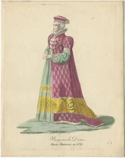 Antique Print of a Lady from Bavaria (1805)
