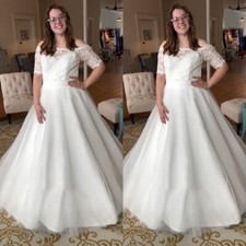Plue Size Wedding Dresses Lace Appliques Off Shoulder A Line Bridal Gowns