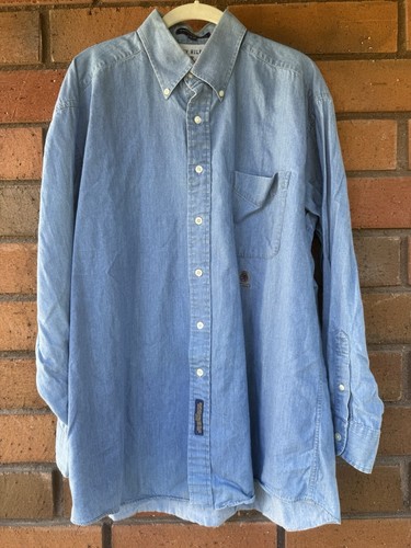 Tommy Hilfiger Denim Shirt Collared Button Down 90s Long Sleeve | Men Size 16 33