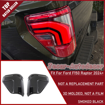 Smoked Black Rear Taillight Lamp Cover Trim Molded For Ford F150 Raptor 2024 25+