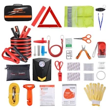 Car Roadside Emergency Kit with Jumper Cables, Auto Vehicle Safety Road Side ...