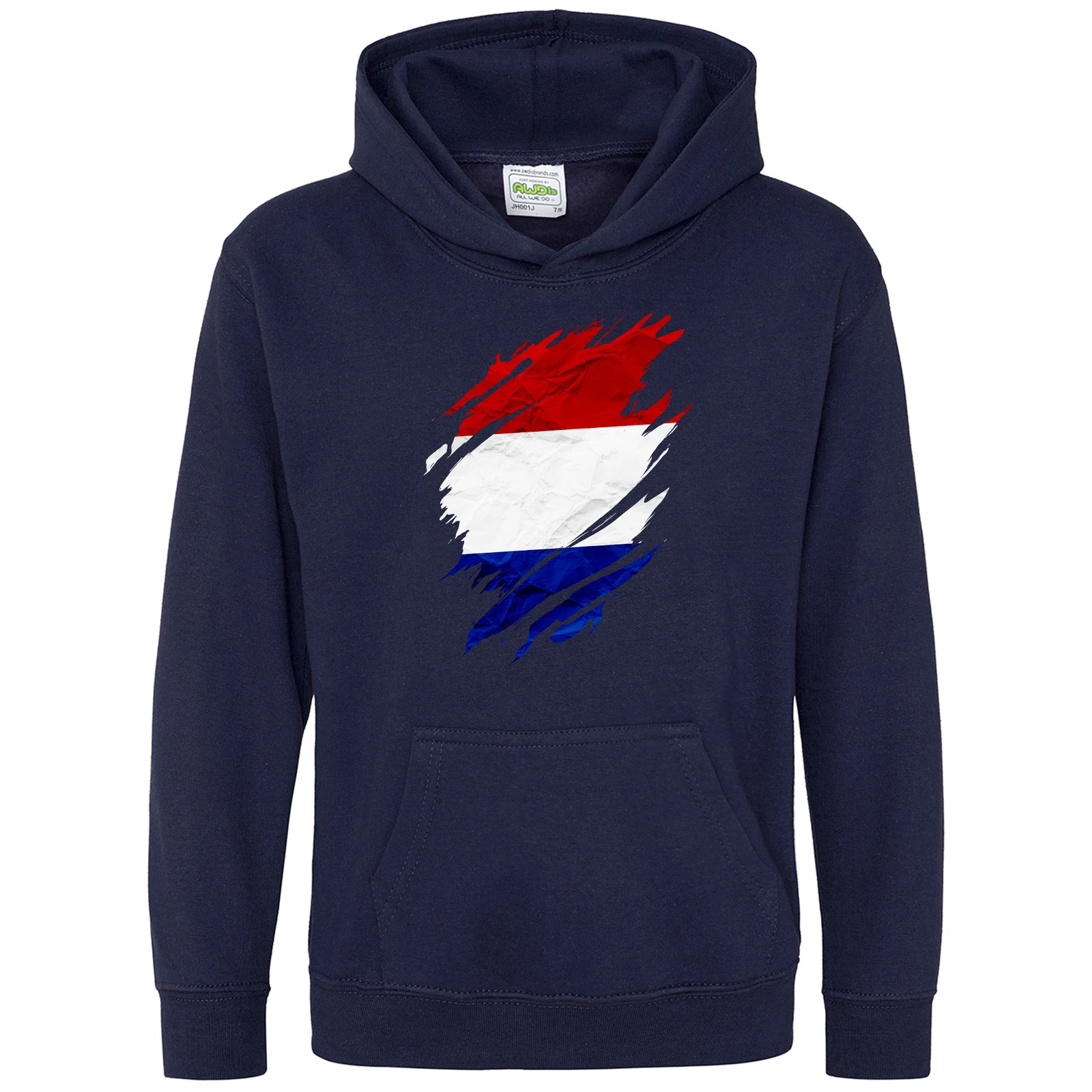 VETEMENTS Felpa con cappuccio bambini bandiera strappata dei Paesi Bassi tifosi torneo europeo