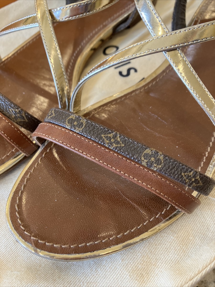 Louis Vuitton gold and logo sandals | eBay