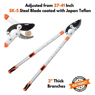 Telescopic Ratchet Extendable Anvil Loppers Tree Branch Trimmer Cutter Pruner