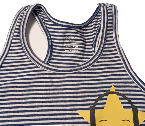 Old Navy Blue And White Striped Tank Top Yellow Star Size Medium (8) - Picture 3 of 8