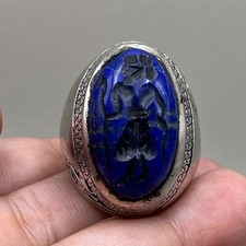 Unique Silver Wonderful Ring Ancient Lapis Emperor Roman Intaglio Stone