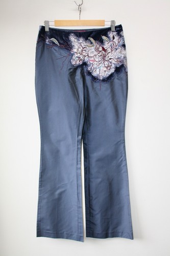 Renato Nucci Y2K Silk Embroidered Trousers Size EU 38 UK 10 W30 L32 | eBay