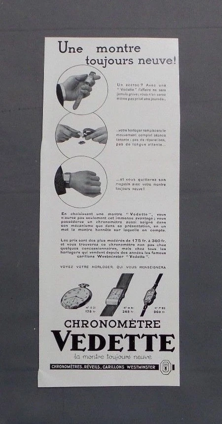 PUBLICITE ANCIENNE ADVERT CLIPPING 191017 MONTRE CHRONOMETRE
