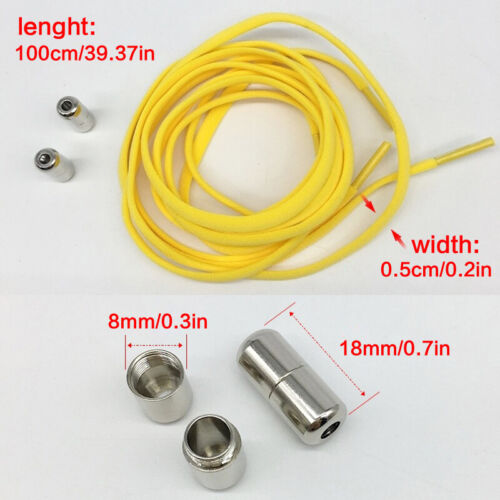 1Pair Lazy No Tie Shoe Laces Shoelaces Metal Capsule Button Sneakers HOT - Picture 9 of 21