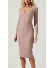 Astr the Label Topanga Dress Halter Bralette Ribbed Midi  Sz M Dark Blush