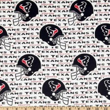 BTHY NFL Team Houston Texans Helmet Logo White Quilting Cotton Fabric
