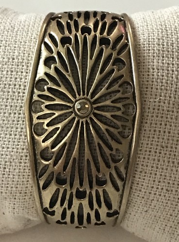 $39 Lucky Brand Gold Tone Openwork Crystal Cuff Bracelet - Picture 3 of 14