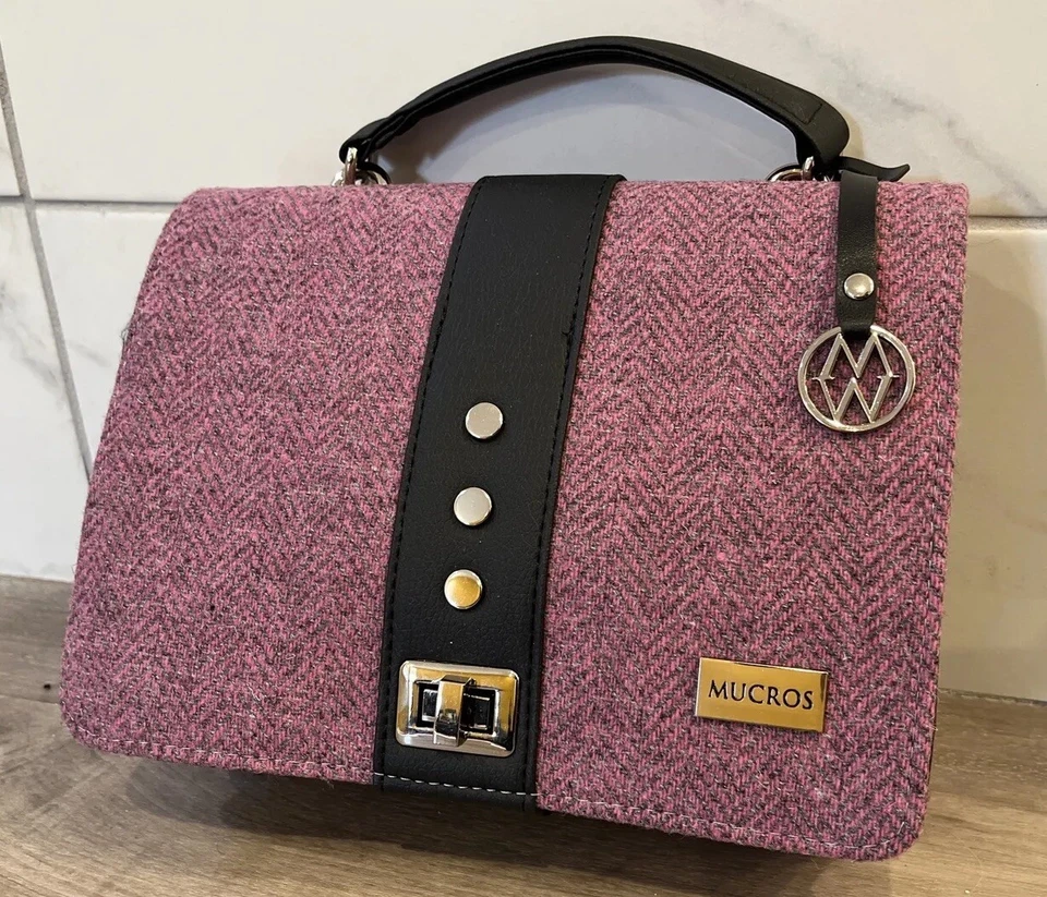 Bolso Fiona irlandés para dama - espiga rosa y gris - tejedores de mucros Foto 2 de 4
