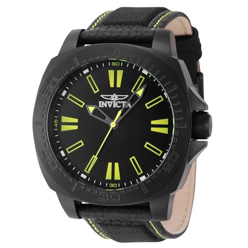 Мужские кожаные часы Invicta 46308 Speedway Quartz с 3 стрелками и черным циферблатом