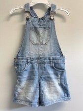 EUC Calvin Klein Jeans Girls 6X Short Overalls Blue Destroyed