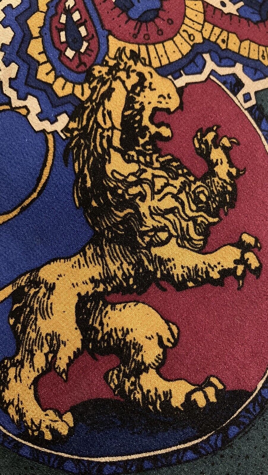Vintage Medieval Lion Necktie 60” SILK Paisley Ha… - image 1