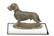 Dachshund Rough-Haired Figurine On White Wood Art-Dog