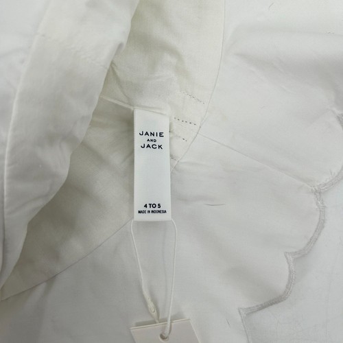 NWT JANIE AND JACK Girls White Scalloped Bow Summer Bucket Hat Size 4 To 5 - 第 3/3 張圖片