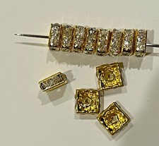 20 Swarovski Squaredelles Beads 8x8mm Gold / Crystal