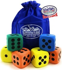 Deluxe Giant 3.15" EVA Foam Dice Pack of 6 with Bonus Matty's Toy Stop Stor...
