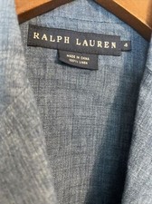 Polo Ralph Lauren Womens Chambray Blue 100 Linen Blazer Size 4 NWT