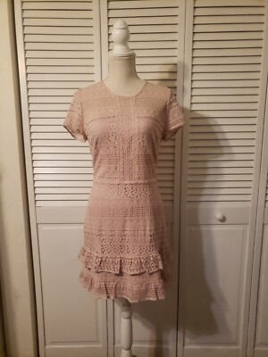 Parker Nordstrom Moonlight Pink Eyelet Knit Lace Cap Sleeve