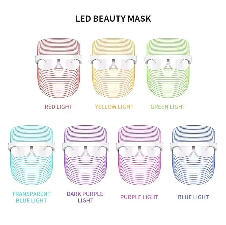 7 Colors Red Light Photon Face Neck Mask Rejuvenation Skin Wrinkles Therapy - Image 3 of 4