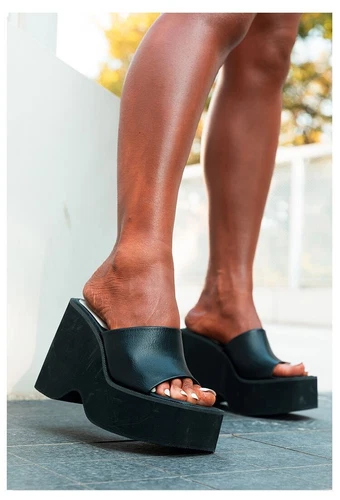 Summer Big Size Chunky Heeled Mules High Heels Platform Wedges Sandals Shoes - Picture 12 of 17