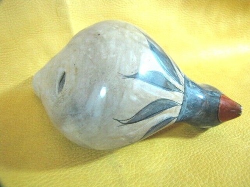 Mexican Bird Figure Street Folk Art Tonala Burnished Pottery animal foliage - Picture 11 of 12