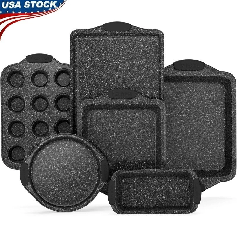 Nonstick Carbon Steel Bakeware Set 6 Piece Muffin Cookie Roasting Pans New