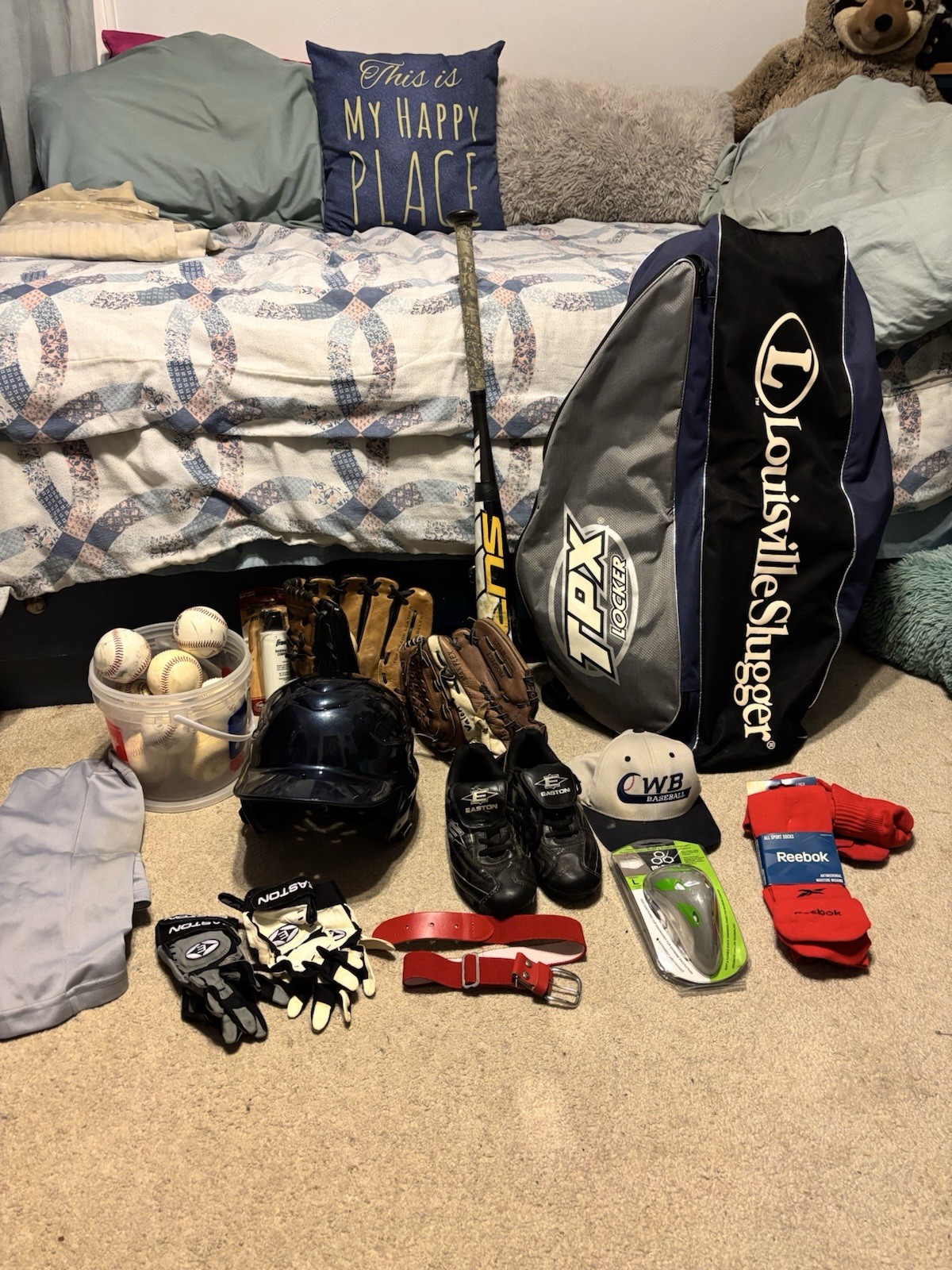 Complete Baseball Set Up For Little League. Bag, Gloves, Cle