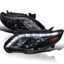 For Glossy Black 11-13 Toyota Corolla Smoke Lens Led Projector Headlights