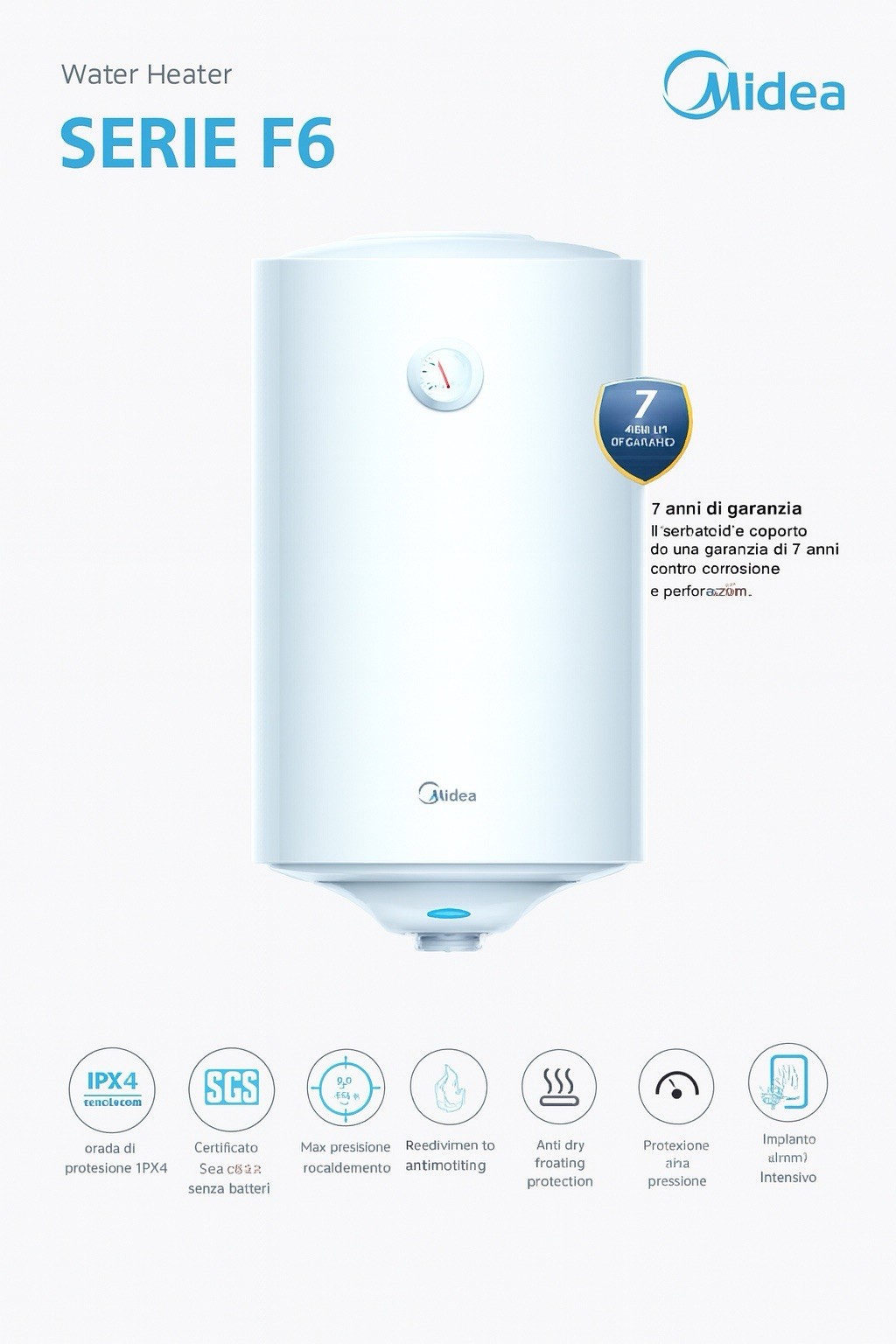 Scaldabagno Elettrico Midea F6 Verticale
