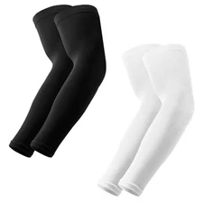 Arm Sleeves for Men/Women, UV Sun Protection 2 Pairs: 1 Pair Black,1 Pair White