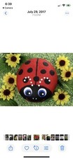 Hand painted ladybug garden rock
