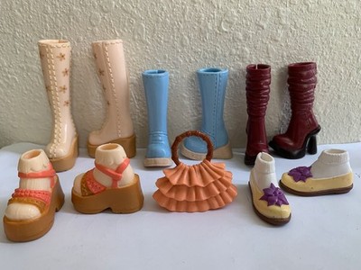 Mattel My Scene Barbie Doll 5 PAIRS Boots & Shoes with 1 Orange Ruffle Purse Lot
