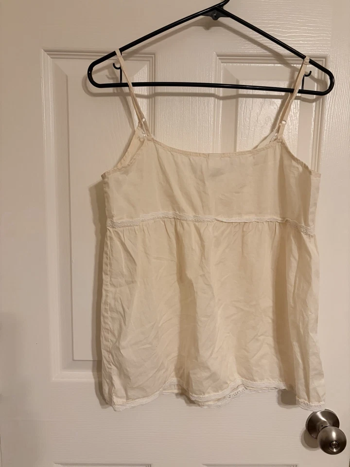 Old Navy Vintage Cream Cami Top Whit Lace Details 100% Cotton Y2K cottagecore - Image 2 of 4