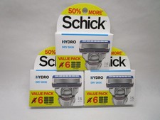 3-Schick Hydro Dry Skin Razor Refill Cartridges 18 TOTAL Cartridges VALUE PACK