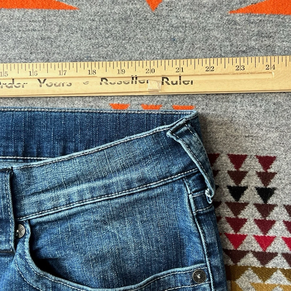 True Religion Jeans Mens 42x32 Blue Rocco Relaxed Skinny Stretch Denim Preppy B3 - Image 3 of 4