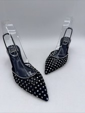 Rene Caovilla Women  s Carrie Crystal Embellished Slingback Pumps Size 36.5