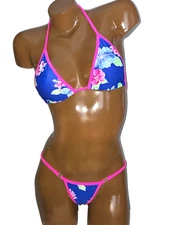 New exotic pole dancer costume V back thong bikini A/B cup