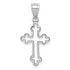14K Gold Polished Budded Cross Pendant D4651