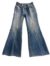 Vintage BELLBOTTOMS Flare 70s Distressed Jeans Hippy Boho 1970s Denim Womens